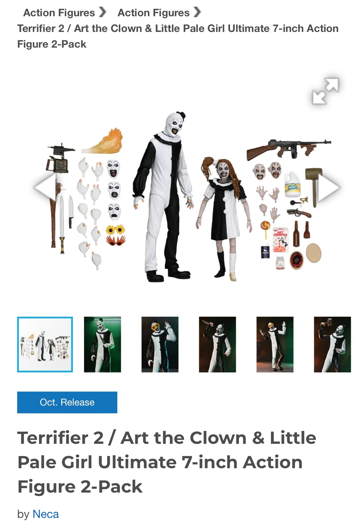 Pre Order Art the Clown and Pale Girl 7” Action Figure Nov 2026